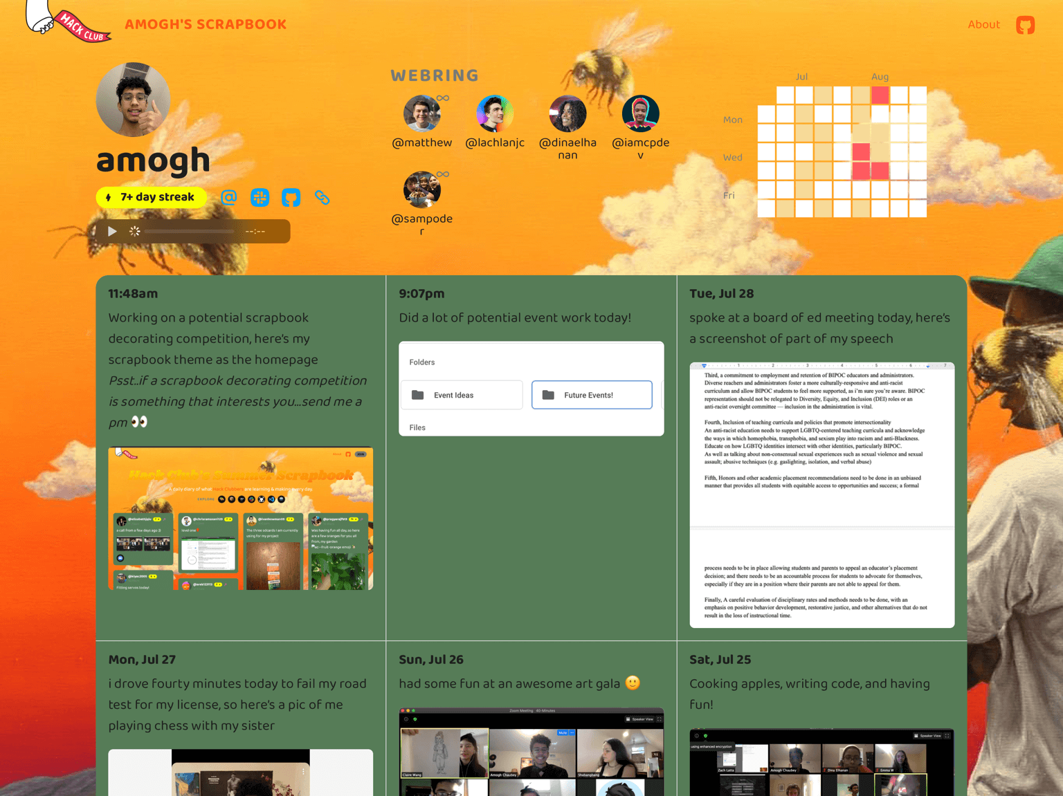 Screenshot of Amogh’s profile
